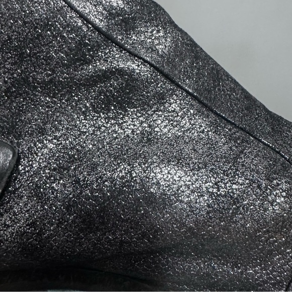 A.S.98 Black Shimmery Leather Slingback Mules Studded Heeled Shoes Size 39 - Picture 4 of 11